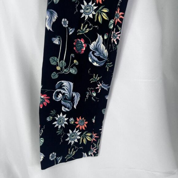 Ann Taylor Navy Floral Print Devin Fit Cotton Ankle Pant Garden Party Size 2/SM - Picture 6 of 11